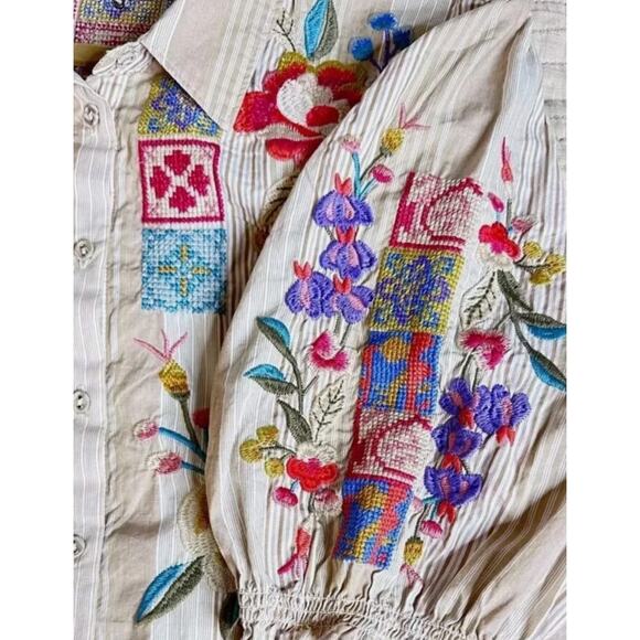 Johnny Was PETUNIA SMOCKED LISBON FLORAL BOHO EMBROIDERY XS - Picture 8 of 10